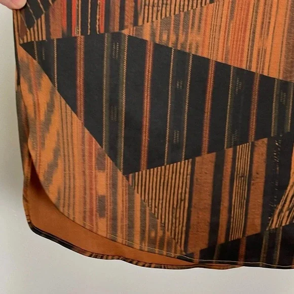 Zara Basic Blouse Womens Size Small Oversized Black Brown Pattern Neck Tie Bow - Picture 5 of 11